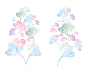 ginkgo plant two color watercolor painting