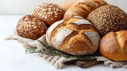 Assorted Bread Loaves With Golden Crust Freshly Baked Selection Picture