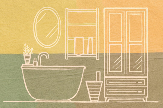 Home bathroom illustration with modern design elements.