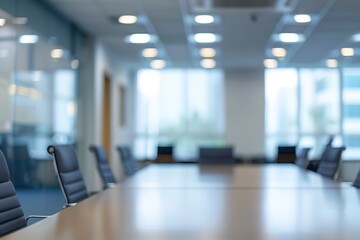Empty modern conference room ready for meeting.