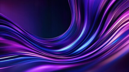 Obraz premium Abstract waves, vibrant purple and blue gradients, smooth curves, glowing lines, dynamic flow, cosmic background, futuristic design, neon colors, digital art, sleek textures, energy in motion, aurora-