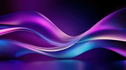 Abstract waves, flowing lines, vibrant colors, blue and purple hues, dark background, fluid motion, digital art, smooth curves, dynamic composition, glossy texture, futuristic design, energy flow, neo