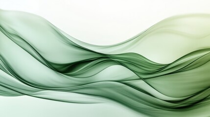 Obraz premium Abstract waves, flowing curves, shades of green, white background, dynamic composition, smooth gradients, fluid motion, organic shapes, digital art, minimalist design, ethereal atmosphere, swirling pa