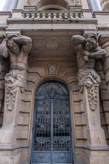 Detail of the majestic facade of the Municipal Theater. Sao Paulo, Brazil