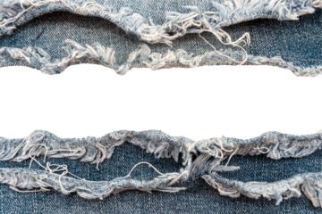 Hole in denim on a white background. Ripped jeans