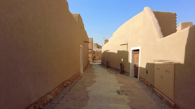 An empty street in At-Turaif UNESCO World Heritage Site, Ad-Diriyah, Saudi Arabia