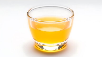 Isolated glass of fresh orange juice isolated on solid white background.