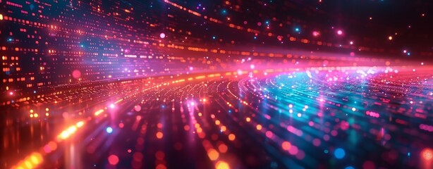 Fototapeta premium Hi-tech style abstraction. Cyberspace background. Bokeh effect. Big data concept.