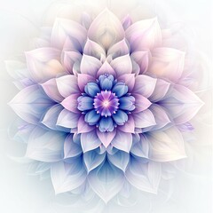 Fototapeta premium Floral mandala with soft curved lines white background
