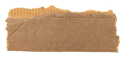 Piece of torn cardboard on a white background. Torn cardboard isolate