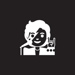 Person with Rock Sign