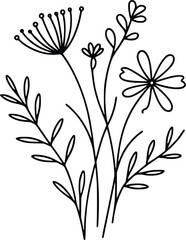 Wildflower svg, floral svg, wild floral line art
