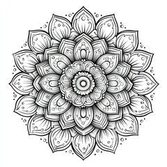 Intricate floral mandala with a central focus white background