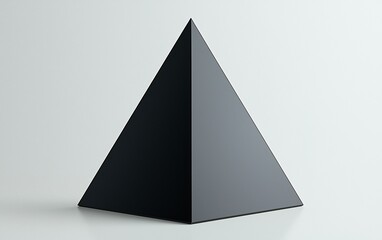 Black geometric pyramid on white background.