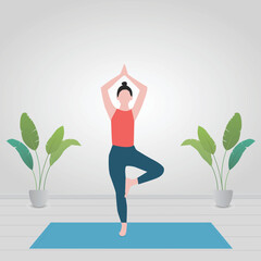 young woman doing yoga illustration 