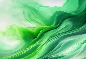 Fototapeta premium Abstract green waves with smooth, flowing lines and a soft gradient effect.