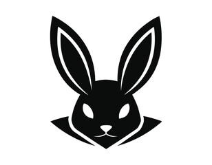 minimalist black and white rabbit silhouette design