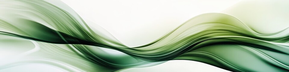 Fototapeta premium Abstract waves, metallic green curves, dynamic flowing lines, sleek modern design, glossy texture, dark background, futuristic aesthetic, elegant motion, minimalist composition, smooth gradients, flui