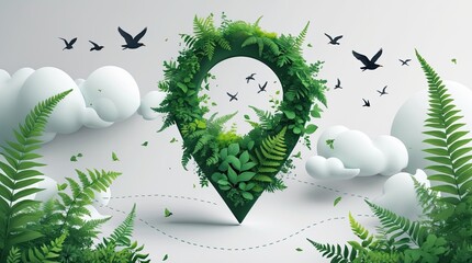 Nature-Themed Location Pin Illustration