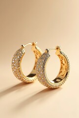 Gold jewelry earring with diamond beautiful Soft macro focus photography