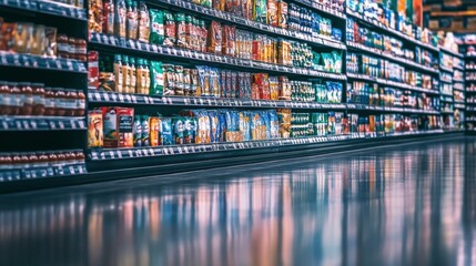 Vibrant Store Aisle Capturing Consumerism in Action