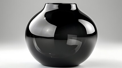 Isolated simple black glass vase with elegant curve isolated on solid white background.