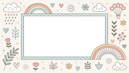 doodle hand drawn with simple shape cute cartoon beautiful illustration background