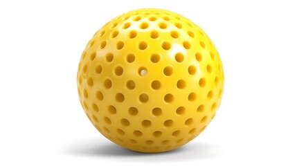 Isolated small yellow rubber ball with dimples isolated on solid white background.