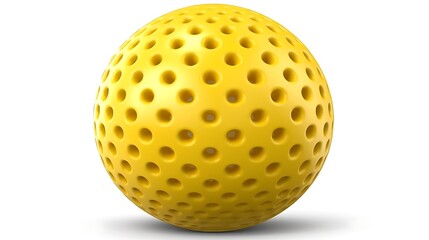 Isolated small yellow rubber ball with dimples isolated on solid white background.
