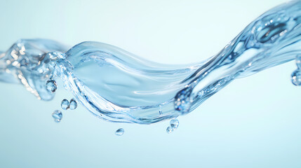 abstract blue liquid wave with iridescent colors on a light background