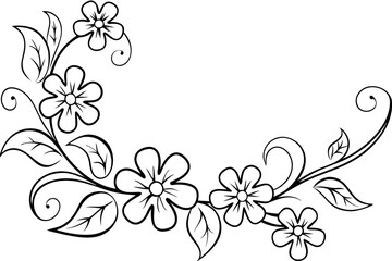 Elegant Floral Vine Design Black and White Flower Illustration