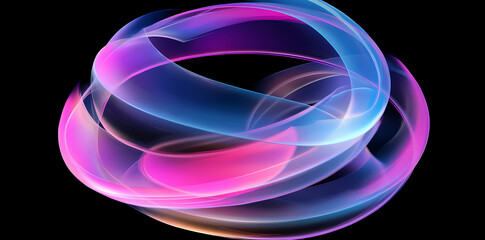 colorful neon-curved abstract shapes on a black background