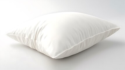 Isolated soft plush pillow with smooth fabric isolated on solid white background.