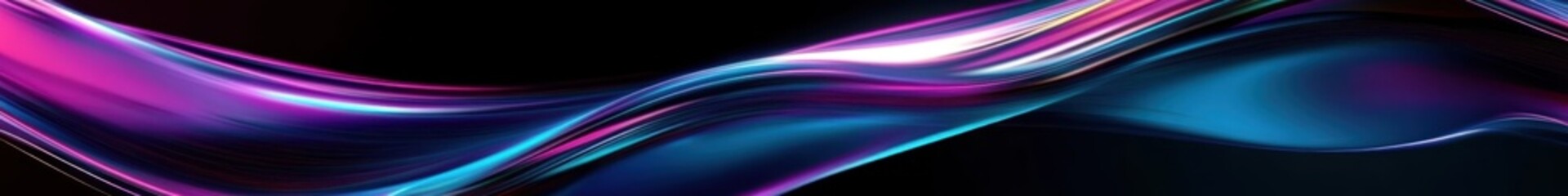 Fototapeta premium Abstract waves, flowing lines, vibrant colors, neon blue, magenta, smooth curves, dynamic motion, glowing effect, dark background, digital art, futuristic, sleek design, energy flow, luminous, etherea