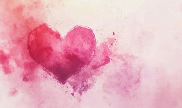 Abstract watercolor heart background. Concept love, valentine day greeting card.
