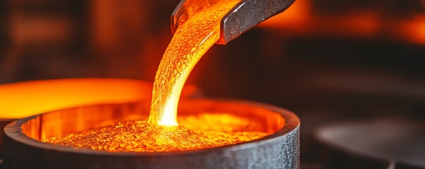 Molten metal pouring into mold