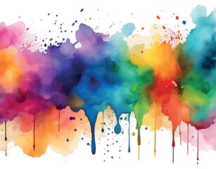Fototapeta premium Vector rainbow watercolor background, hand painted on paper, banner, postcard, invitation