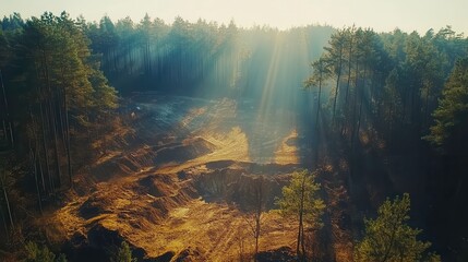 Aerial View of Mining Site Surrounded by Trees