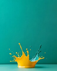 Colorful Paint Splash on Turquoise Background