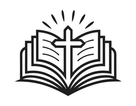 black cross over open book clip art preview