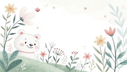 Naklejka premium simple shape cute cartoon beautiful watercolor illustration background