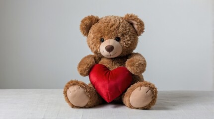 Obraz premium teddy brown bear with red heart