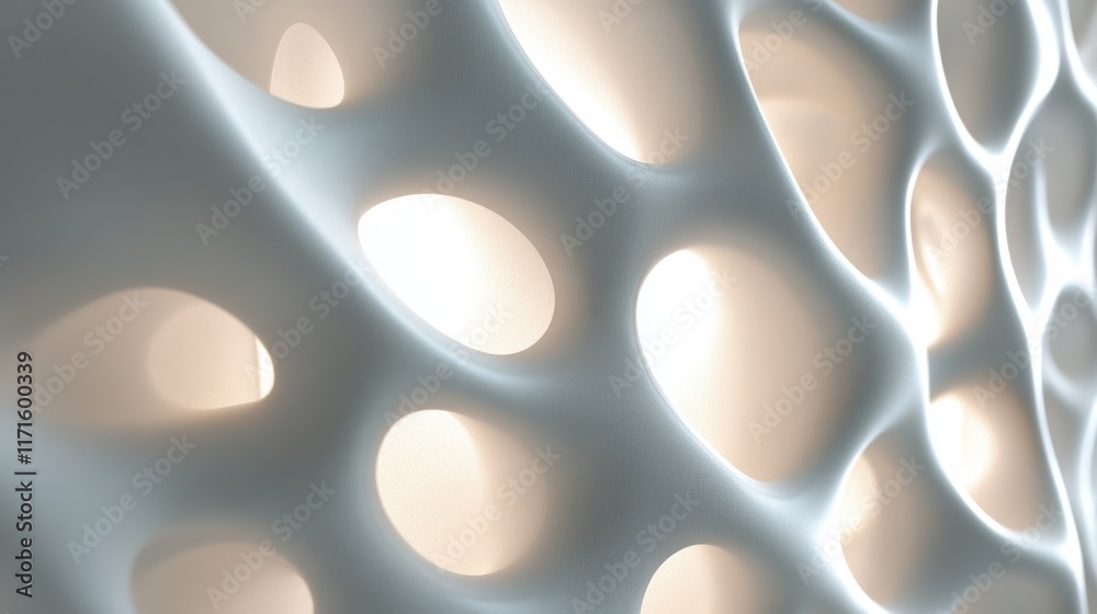 Poster exploring the intricate techno pattern of artificial intelligence with glowing pale blue lines on a 