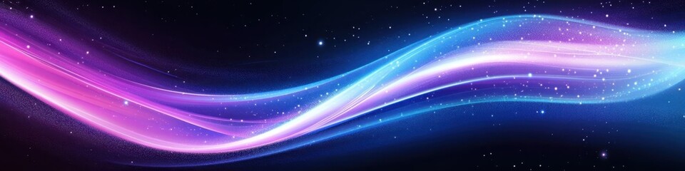 Abstract cosmic energy, vibrant purple and blue waves, flowing ethereal light, dynamic swirling patterns, galactic nebula, celestial aurora, interstellar phenomenon, cosmic dance, luminous wisps, deep