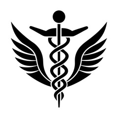 caduceus medical symbol on black background