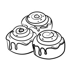 Cinnamons rolls icon in drawing style