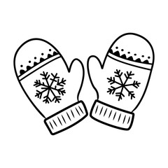 Cozy gloves icon in doodle style