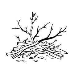 A hand drawn icon of dried wood branches