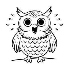 Owl icon in drawing style