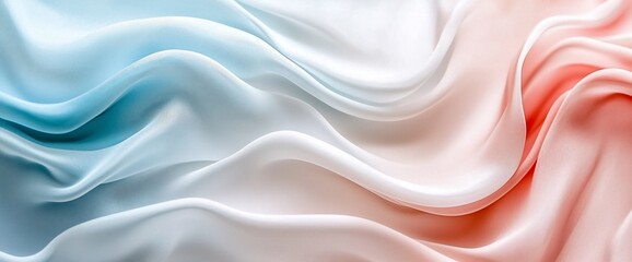 Obraz premium Smooth pastel fabric waves, blue to coral ombre.
